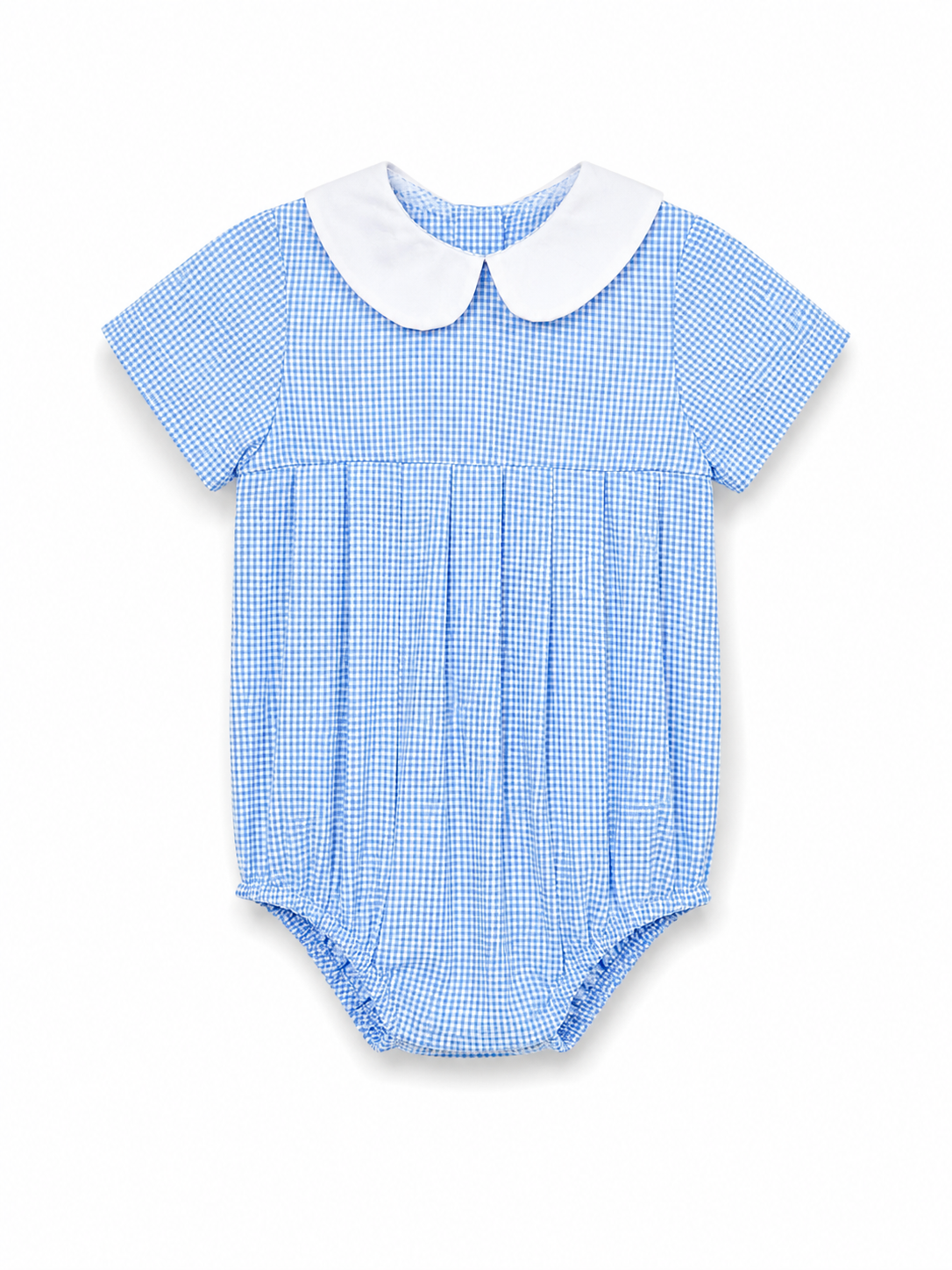 Classic Light Blue Gingham Peter Pan Collar Baby Bubble 10022BUB