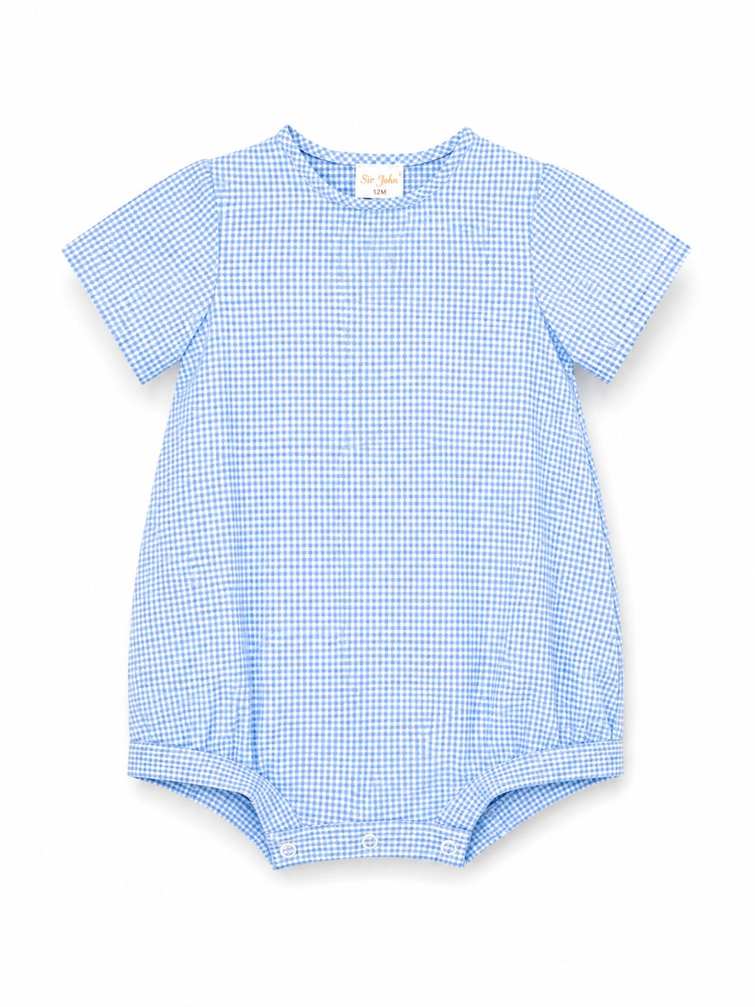 Classic L.Blue Gingham Short Sleeve Baby Bubble 10023BUB
