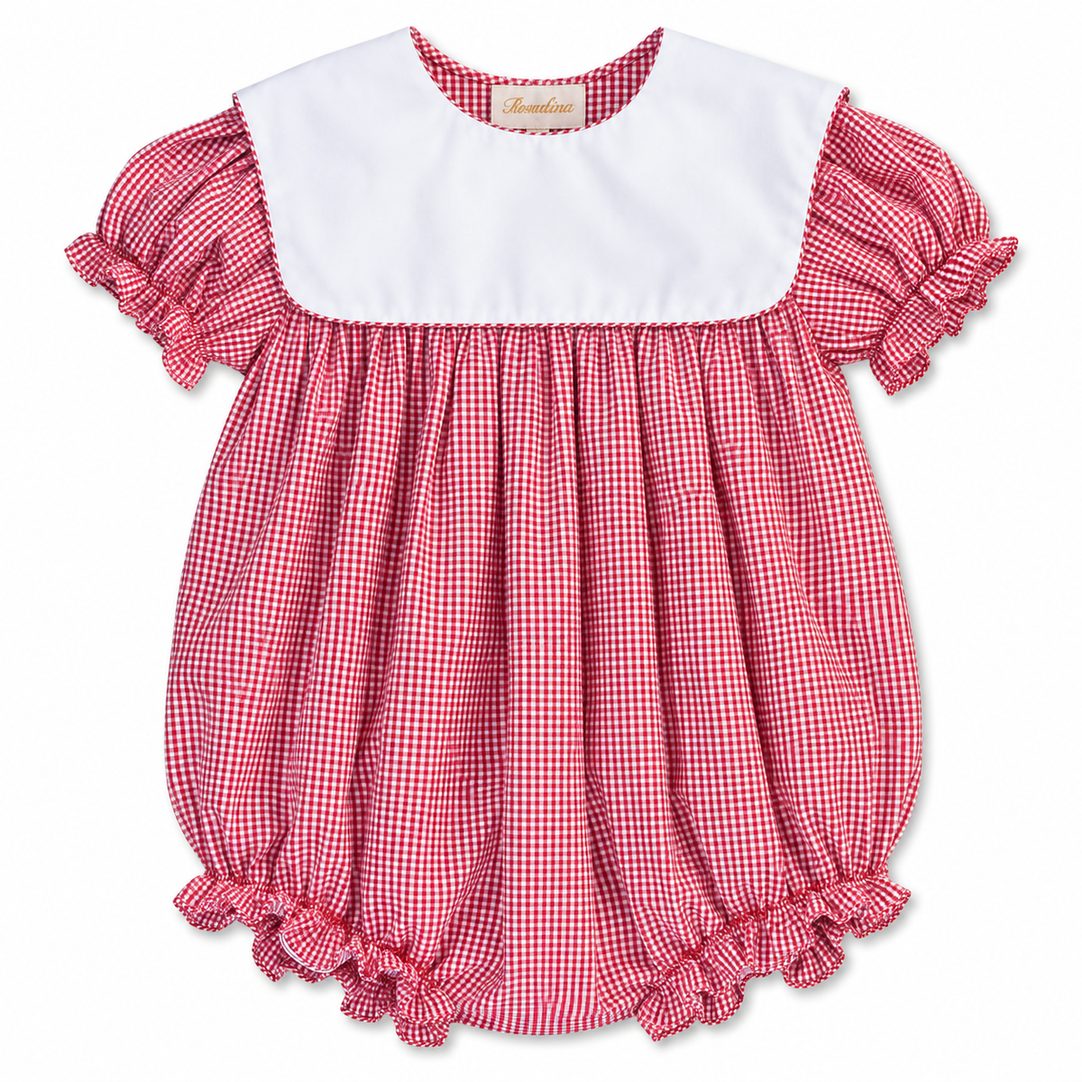 Red Gingham Girl Bubble with Collar