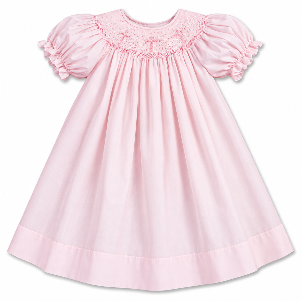 Three Crosses Light Pink Smocked Bishop