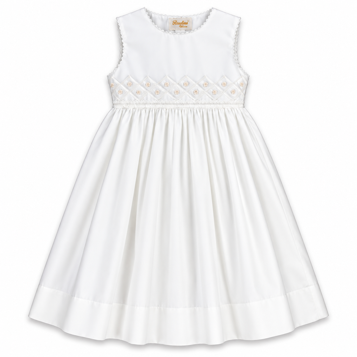 Catrina Off White Embroidered Flowers w/RicRac Sundress