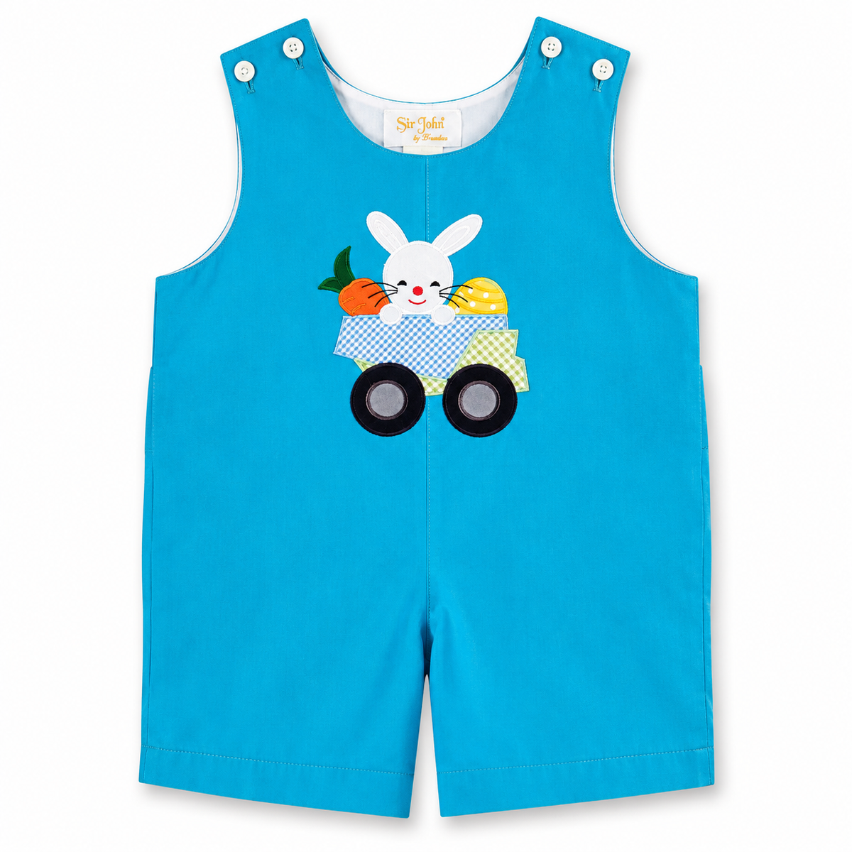 Bunny Truck Applique Turquoise Romper