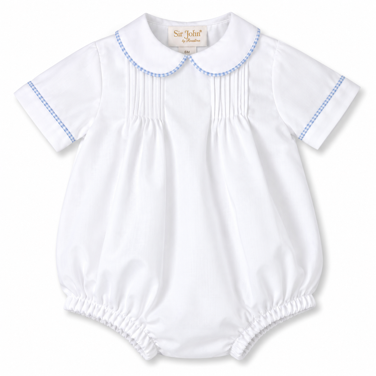 White Boy Bubble L.Blue Gingham Piping