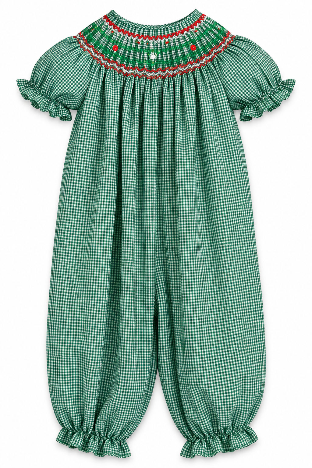 Everly Forest Green Gingham English Smocked Knicker