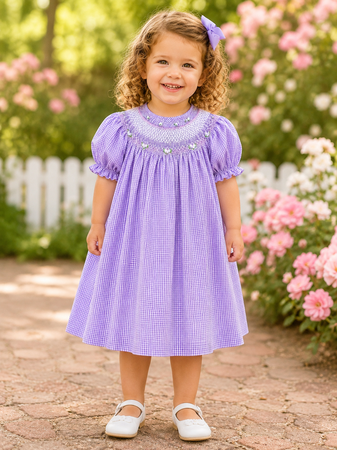 Bishop English Smocked in Purple Gingham #10082A