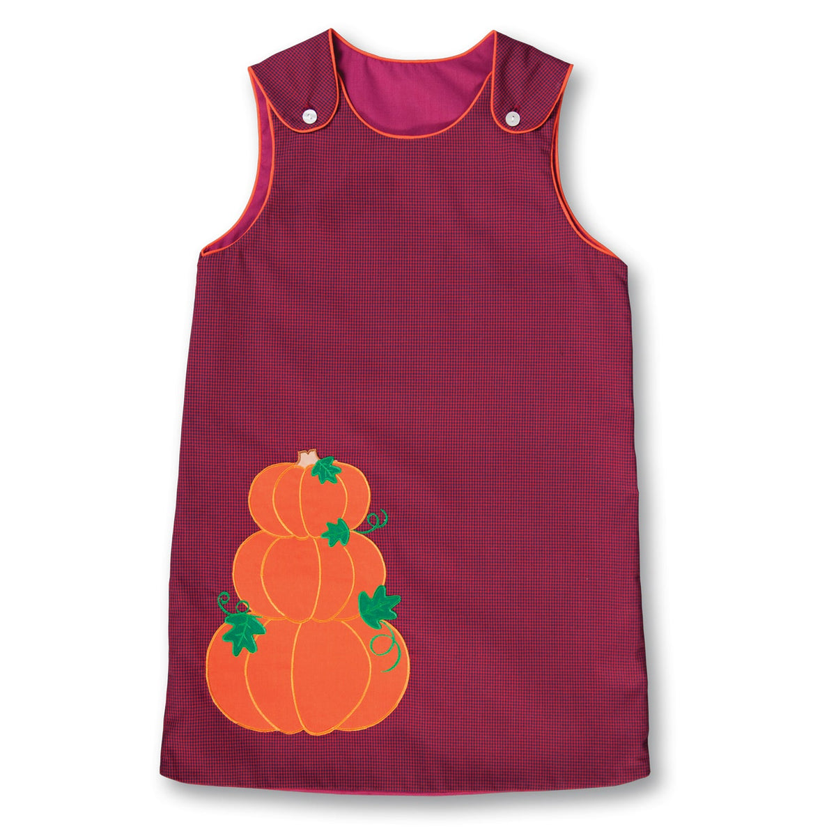 Pumpkin Stack Maroon Black Tiny Gingham Reversible Aline