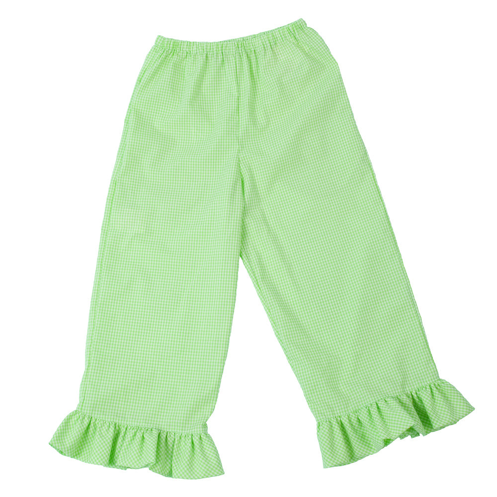 Mint Green Gingham Pants with Ruffles & Pockets AYRD 4419 A
