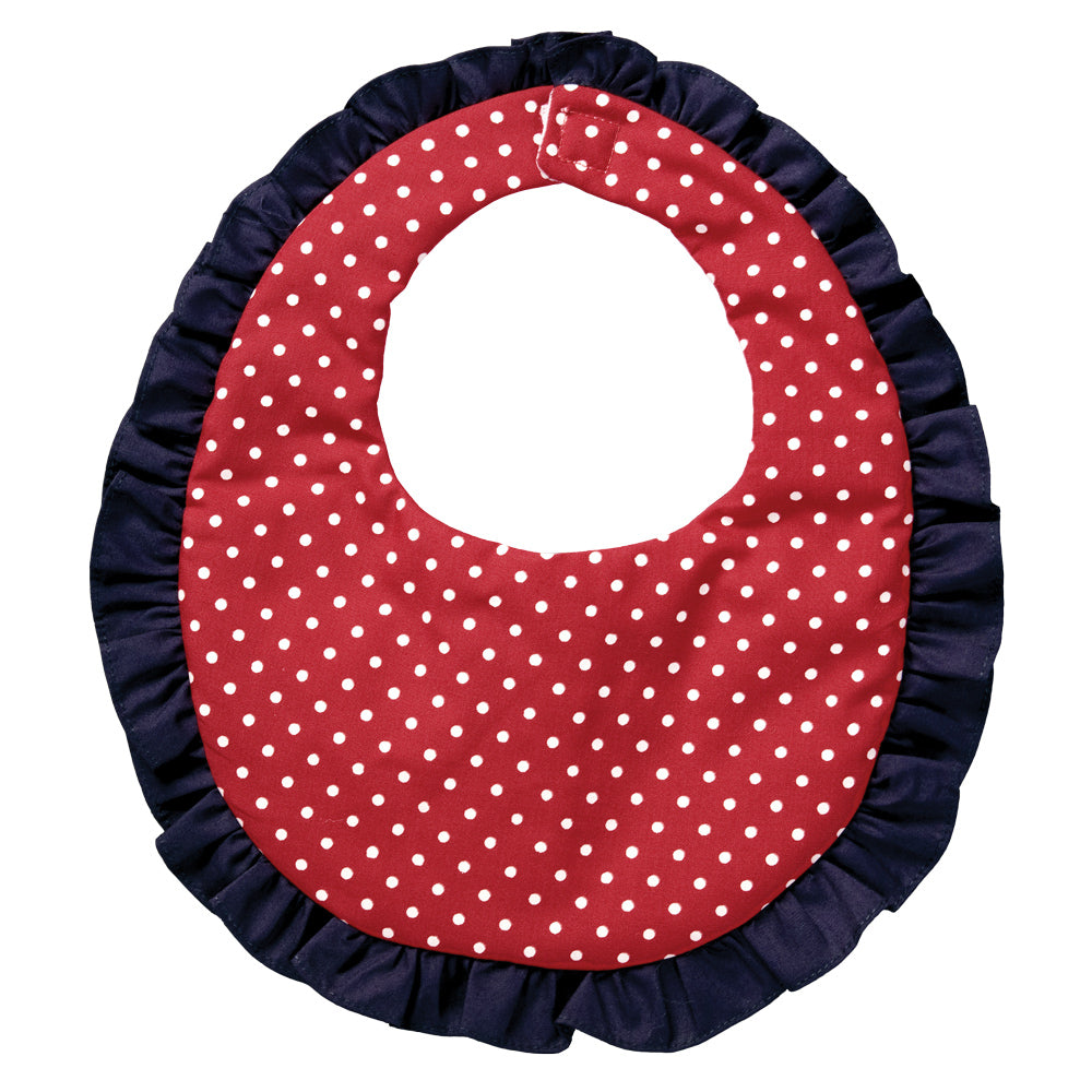 Red White Polkadot Navy Ruffled Bib 4872 BIB