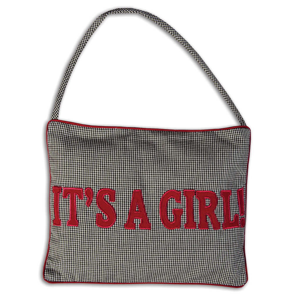 It's A Boy/Girl! Black Tiny Gingham Mini Pillow 5158
