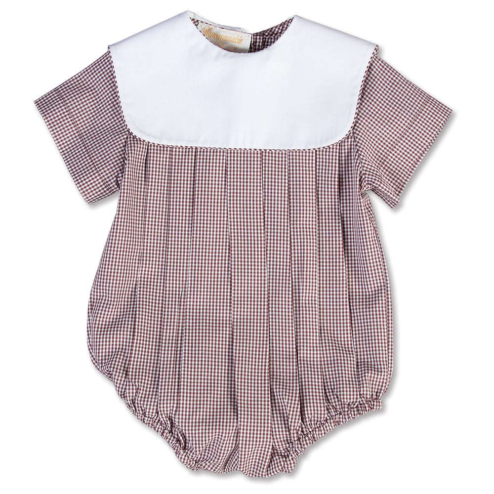 Brown Gingham Boy Bubble with Collar 15SP AYR 5374 BUB BRN