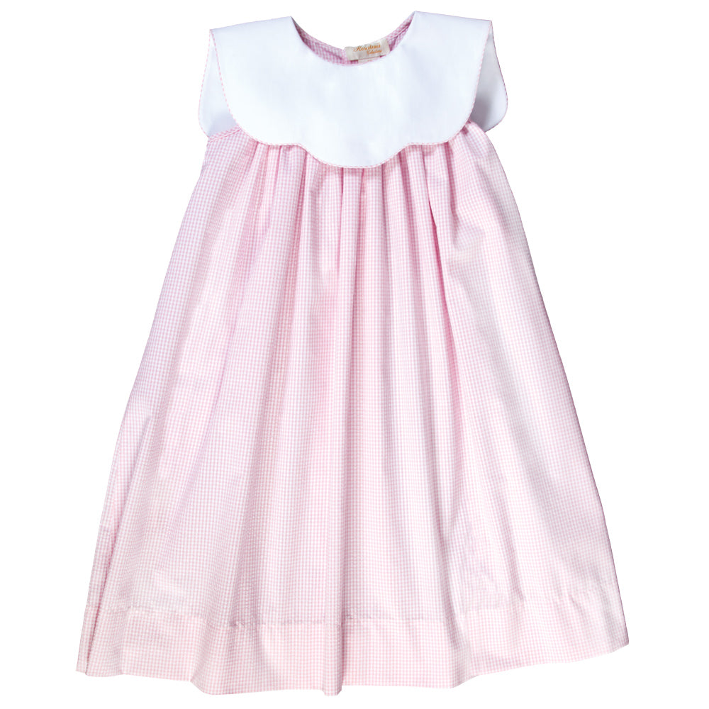 Pink Seersucker Sundress w/White Collar 17SU AYR 5944 SD PK