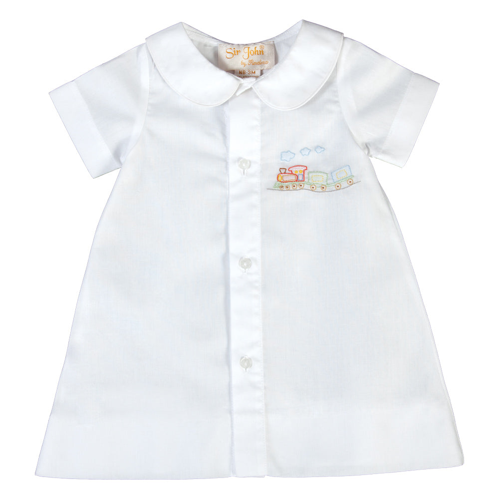 Train Shadow Embroidered White Boy Daygown 17SP AYR 6035 DGB