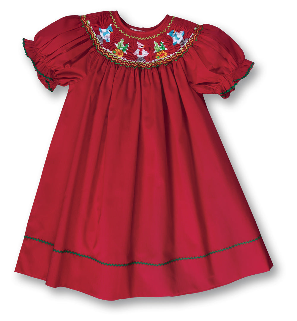 Holiday Bundled Snowmen Red Smocked Bishop 17H 6049 A