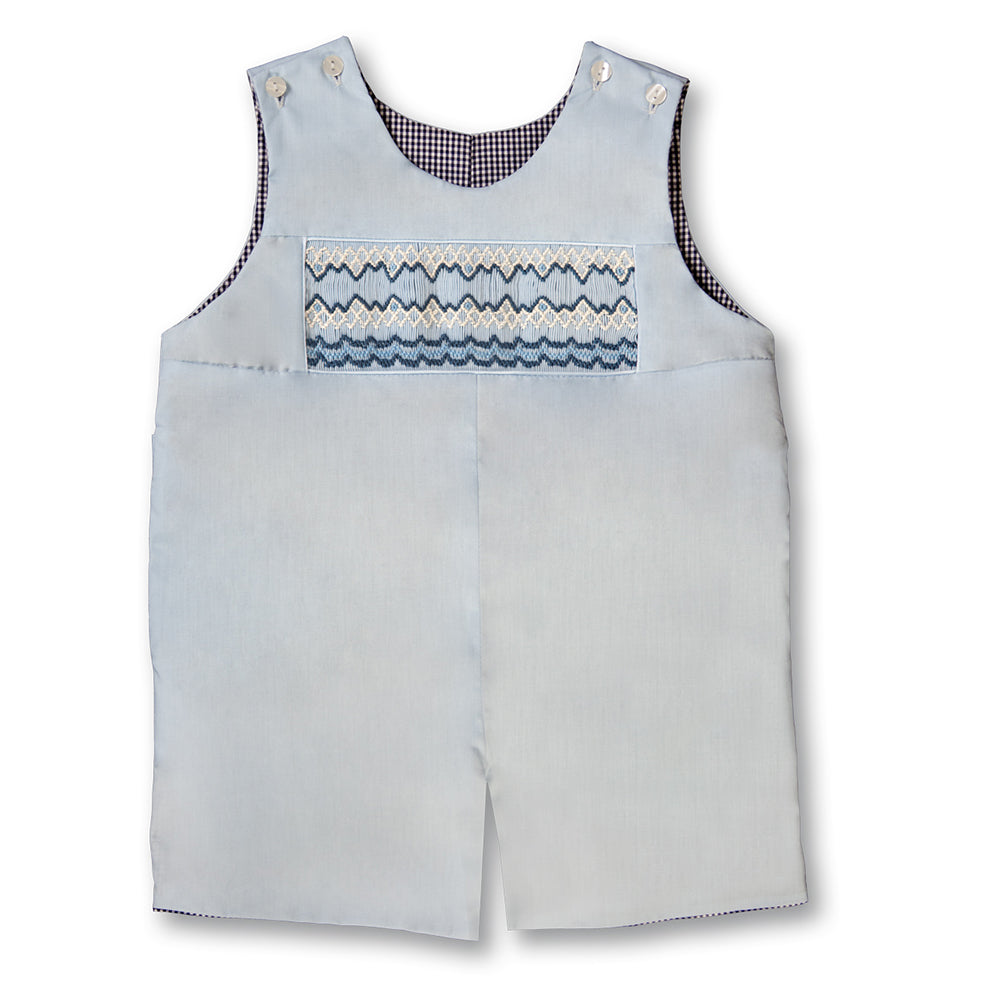 Snowman Medium Blue English Smocked Reversible Romper 17H 6056 R