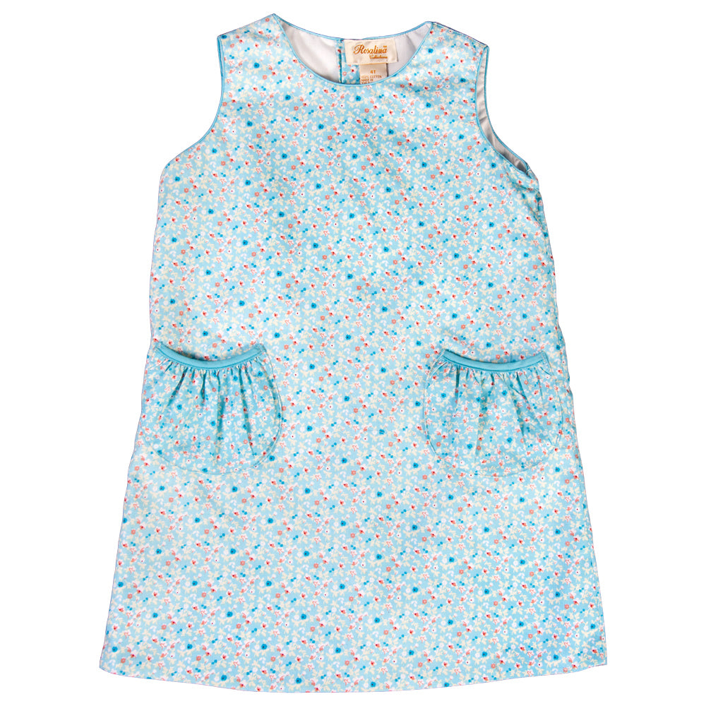 Floral Meadow Lt. Blue Print Aline w/Pockets 100% Cotton 17SU 6077 C