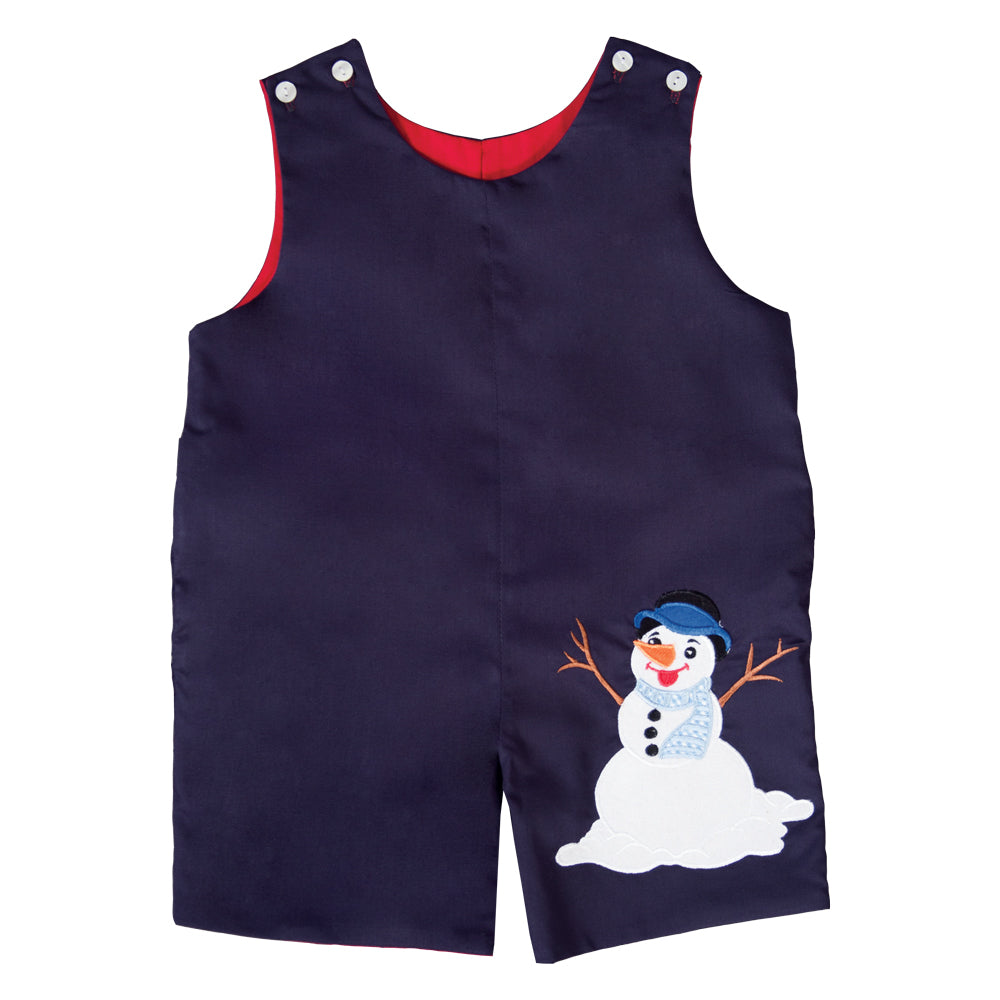 Happy Snowman Navy blue Applique Reversible Romper 19H 6600 R