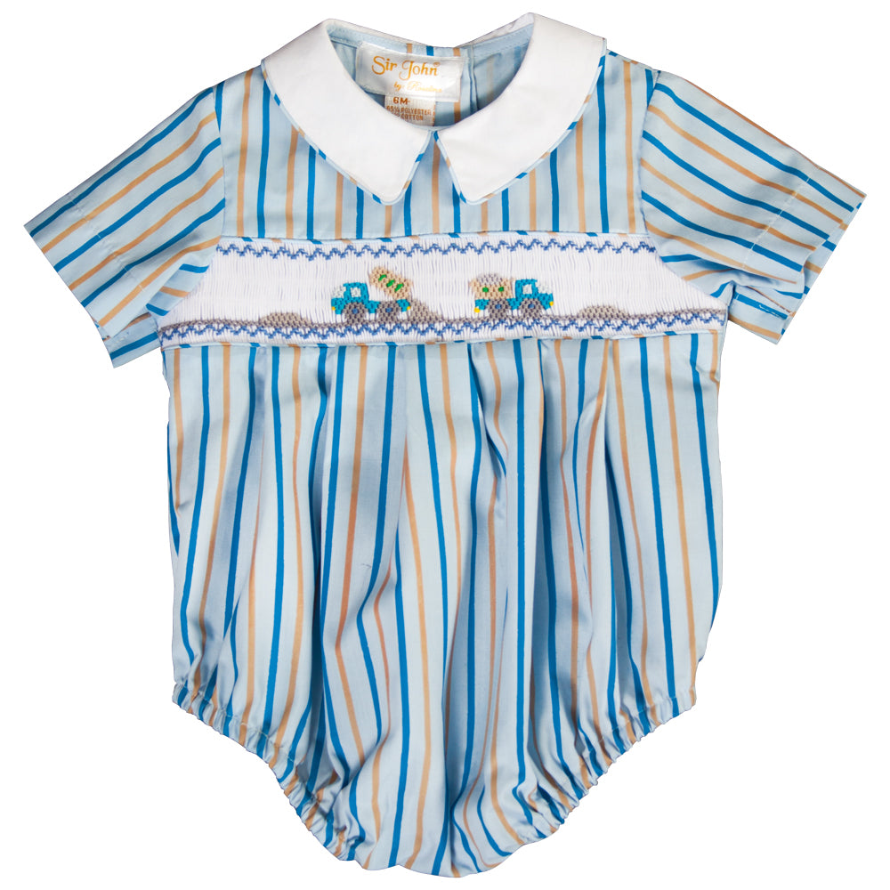 Petit Bebe Baby / Toddler Boys Blue Stripe Smocked Airplanes Bloomer Set