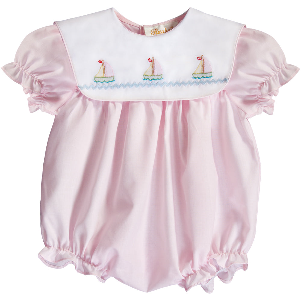 Sailboats Lt. Pink Sh. Emb. Girl Bubble 20SU 6683 BUG