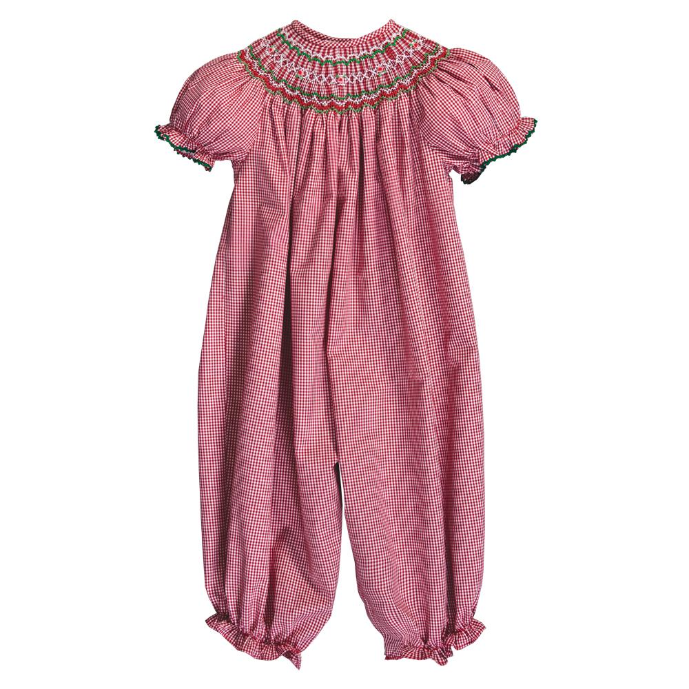Jesse Red Gingham English Smocked Bishop w/RicRac 20H 6716 A