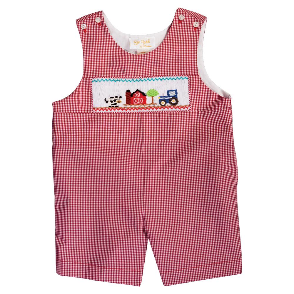 Happy Cow Farm Red Gingham Smocked Romper 20F 6720 R