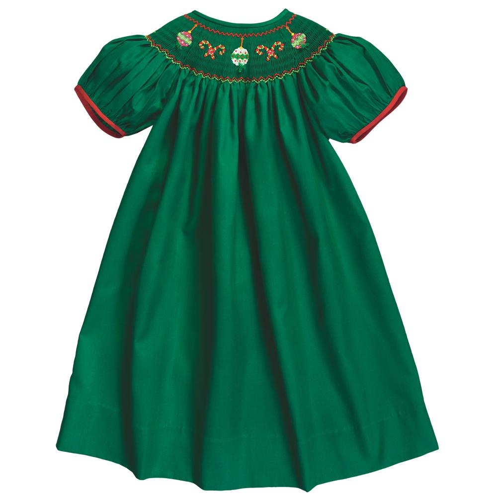rosalina smocked christmas dresses Ornaments and Candy Canes Forest Green Bishop w/Cap – Baby Boutique Size:Medium (14)