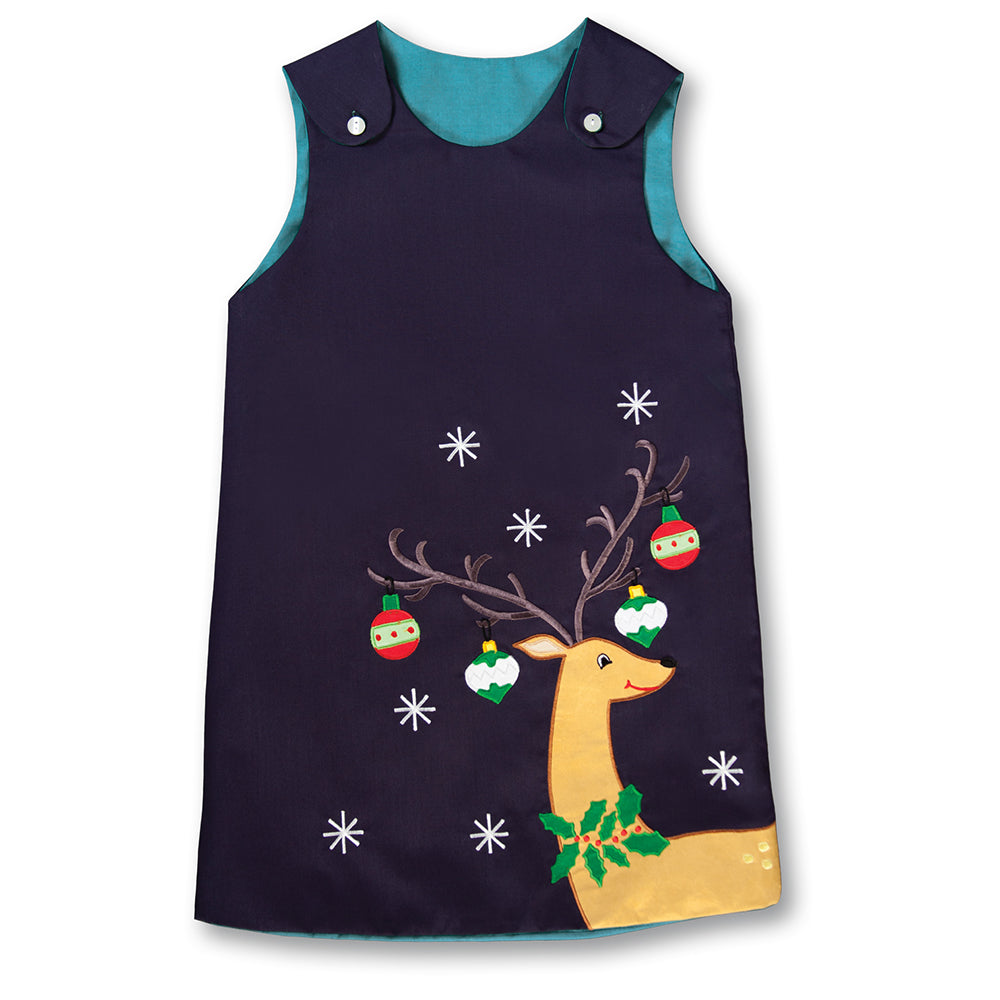 Reindeer Antler Ornaments Navy Reversible Aline 17H 7005 C