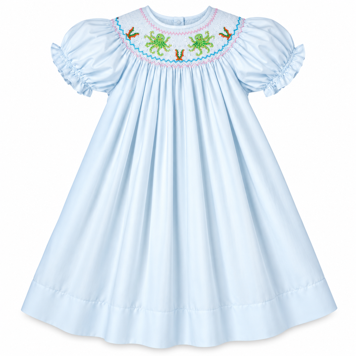 Octopus Dance Lt. Blue Smocked Bishop