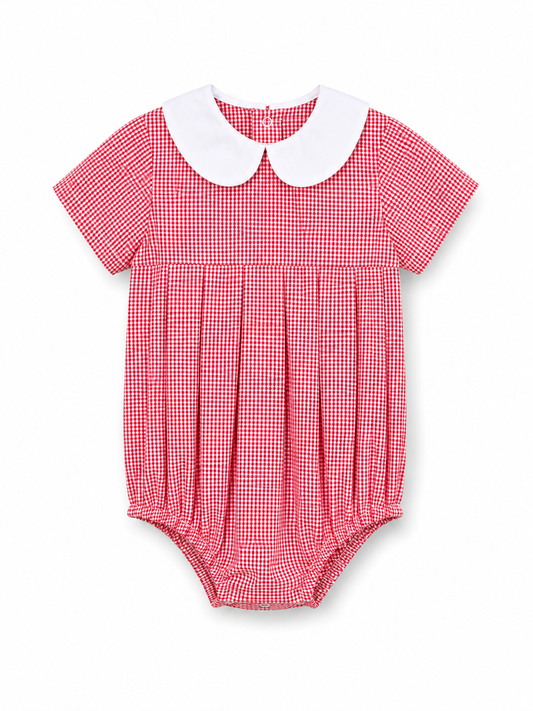 Classic Red Gingham Peter Pan Collar Baby Bubble 10022BUB