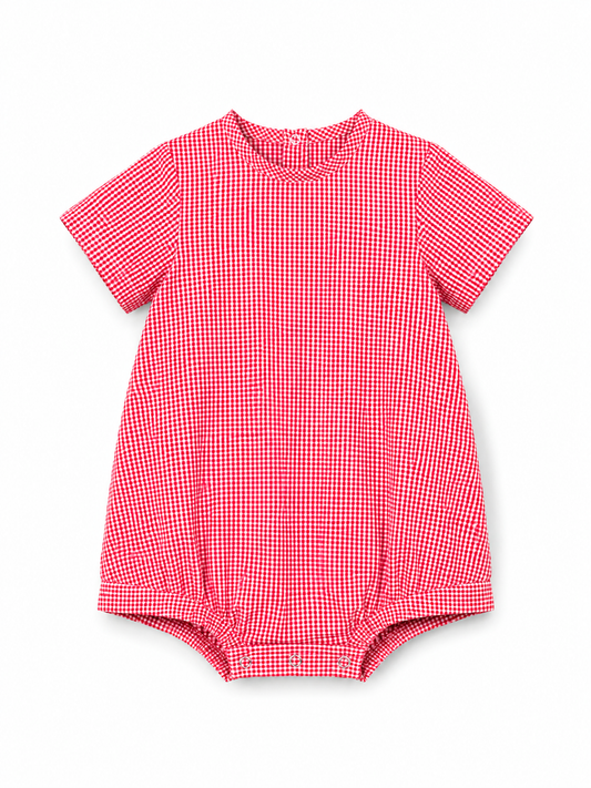 Classic Red Gingham Short Sleeve Baby Bubble 10023BUB