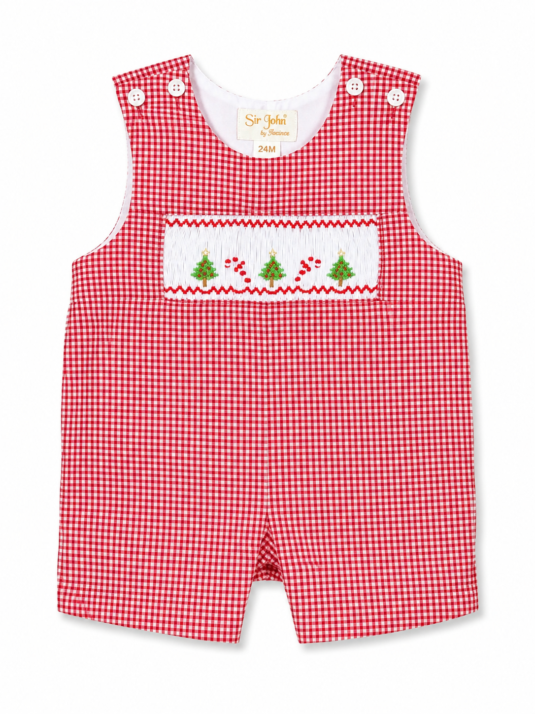 Boy Romper Christmas Trees and Candy Cane Smocked #10039R