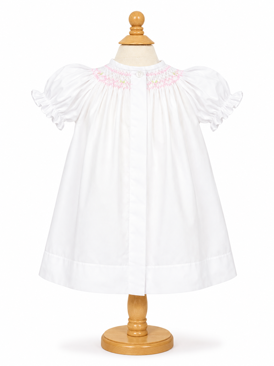 Pink Floral Smocked White Bishop Dress 10110DGG