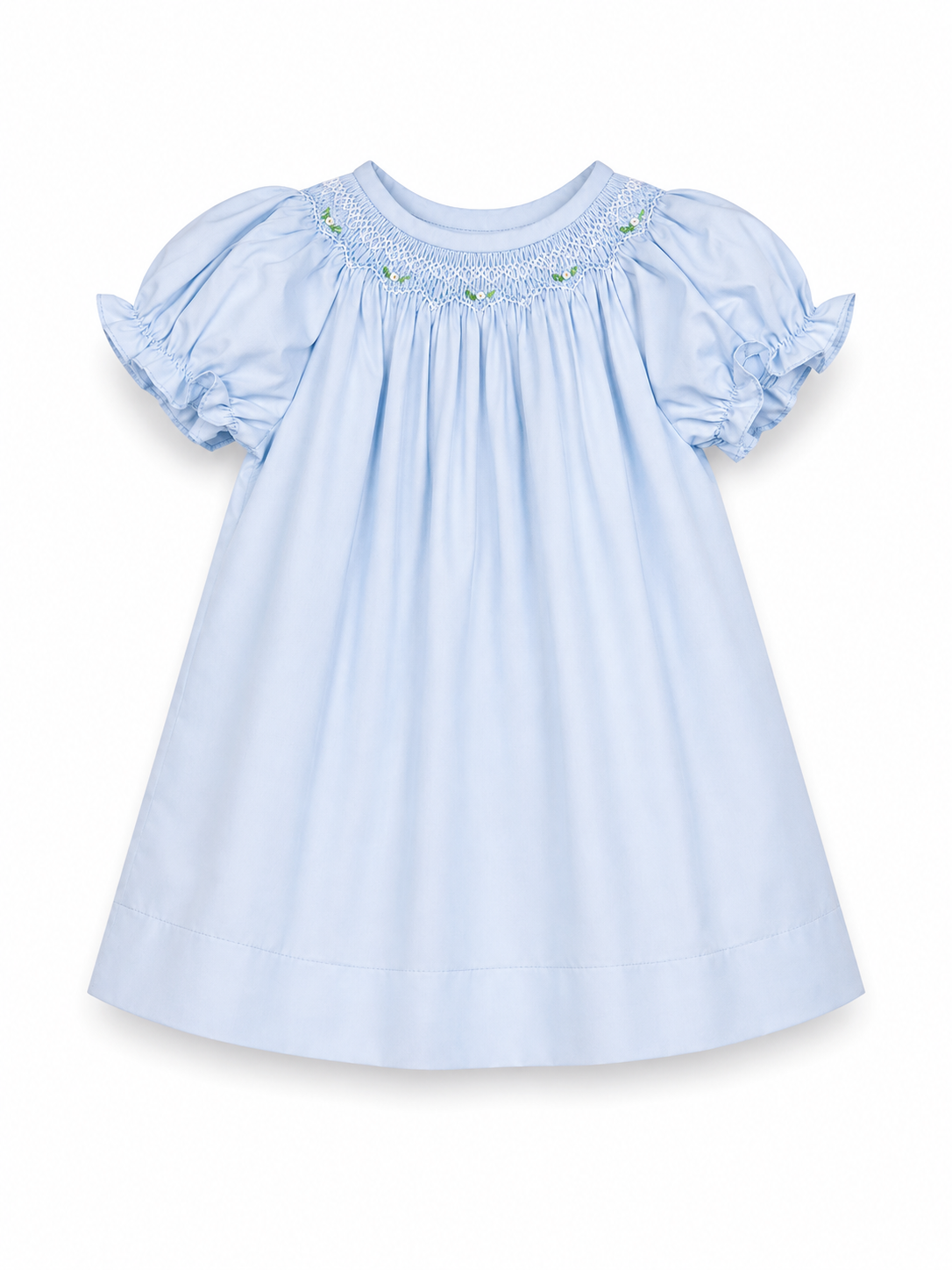 Bishop Dress Blue Floral Smocked 10113DGG