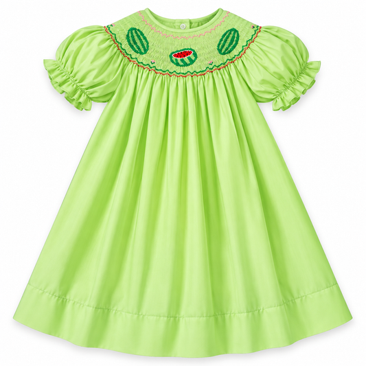 Watermelons Apple Green Smocked Bishop