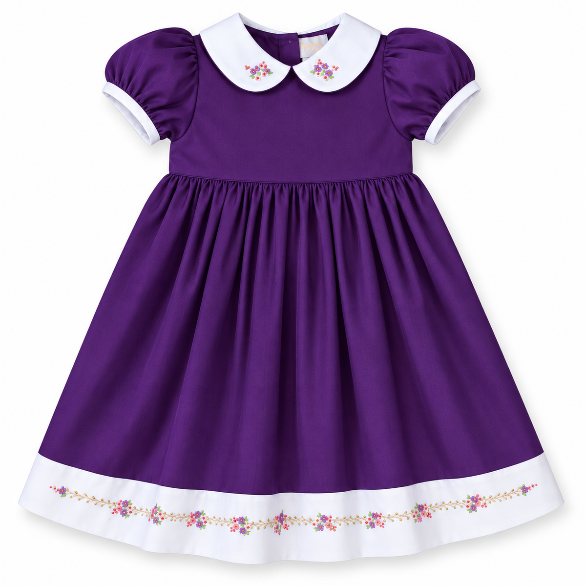Bullion Flowers Royal Purple Baby Dress w/Cap Sleeves