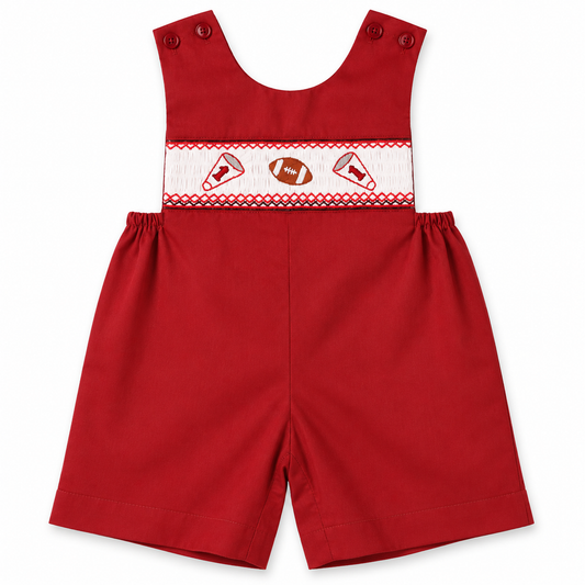 Football Maroon Smocked Romper