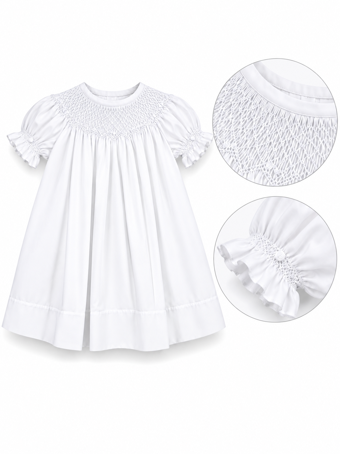 Classic White Smocked Dress | 1229A