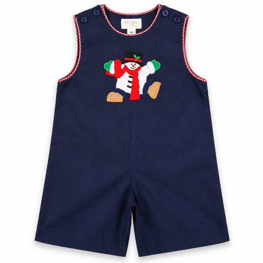 Dancing Snowman Navy Blue Romper