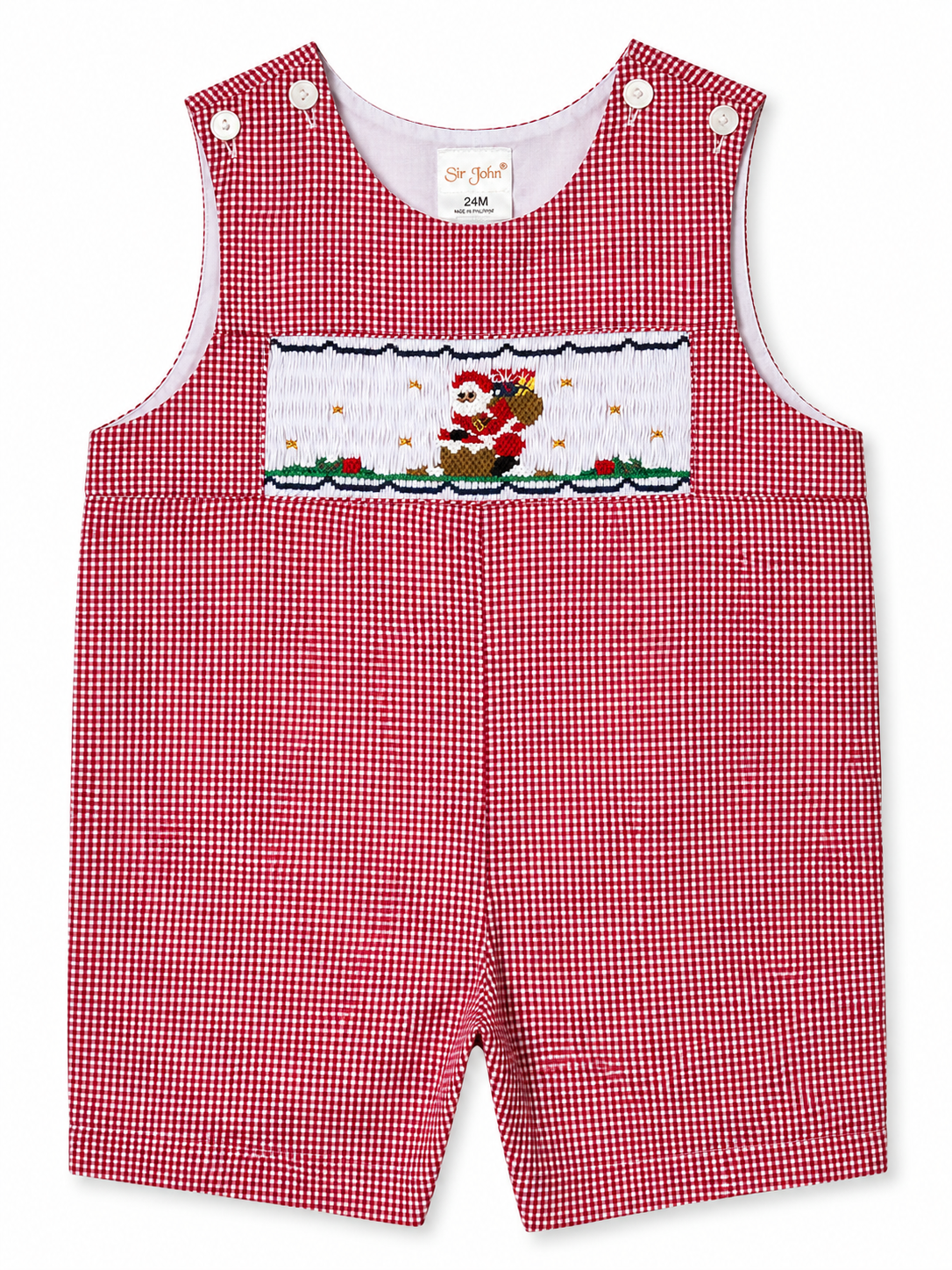 Santa on Chimney Smocked Boys Romper