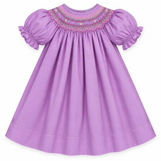 Penelope Purple English Smocked Bishop