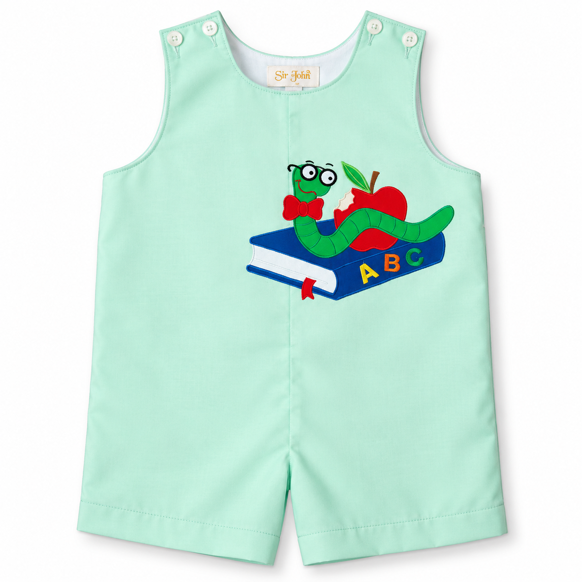 Bookworm Applique Mint Green Romper
