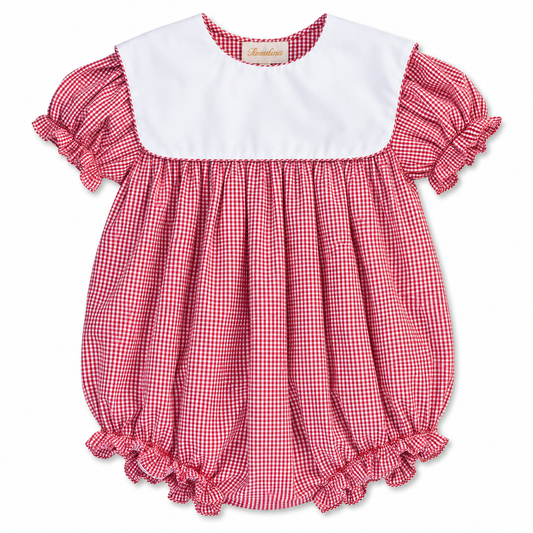 Red Gingham Girl Bubble with Collar