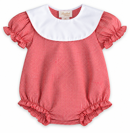 Red Gingham Bubble w/White Collar