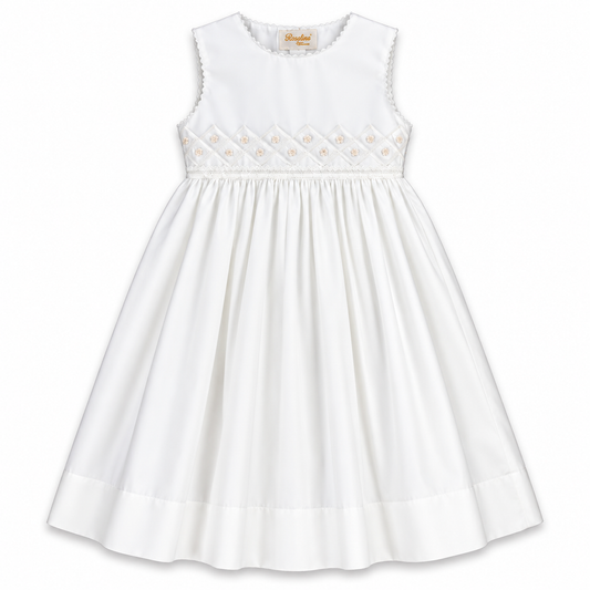 Catrina Off White Embroidered Flowers w/RicRac Sundress