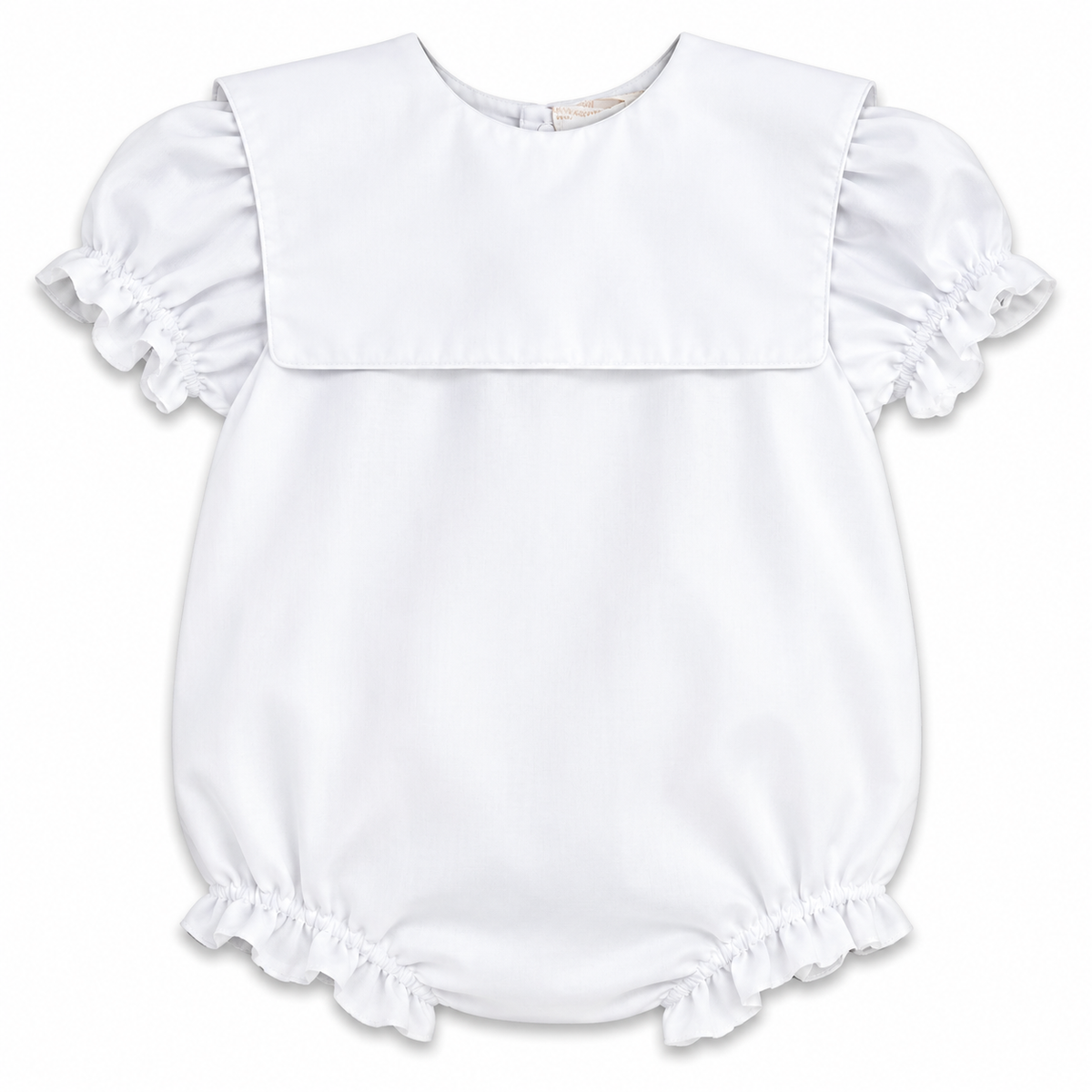 Girl White Bubble Square Collar w/White Trim