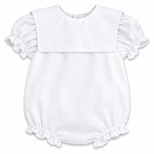 Girl White Bubble Square Collar w/White Trim