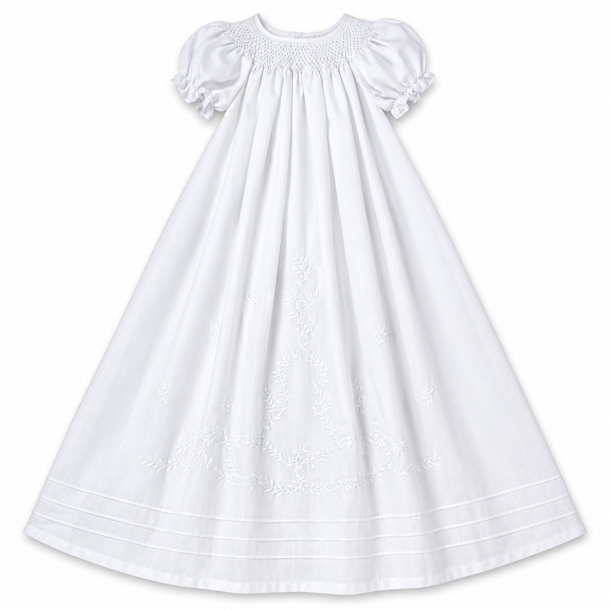 White Smocked Bishop Christening Gown