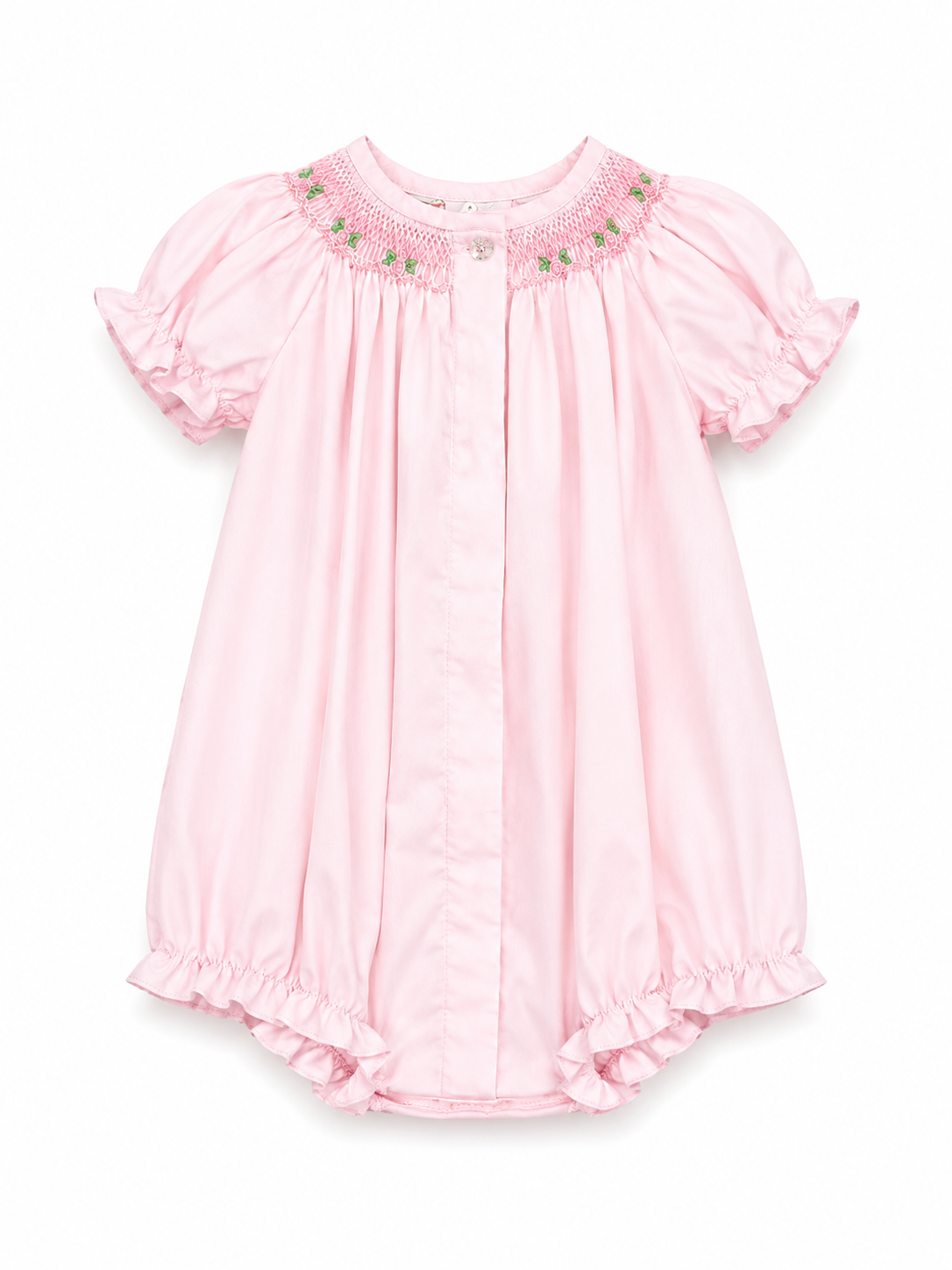 Pink Floral Smocked Baby Bubble 10117BUG