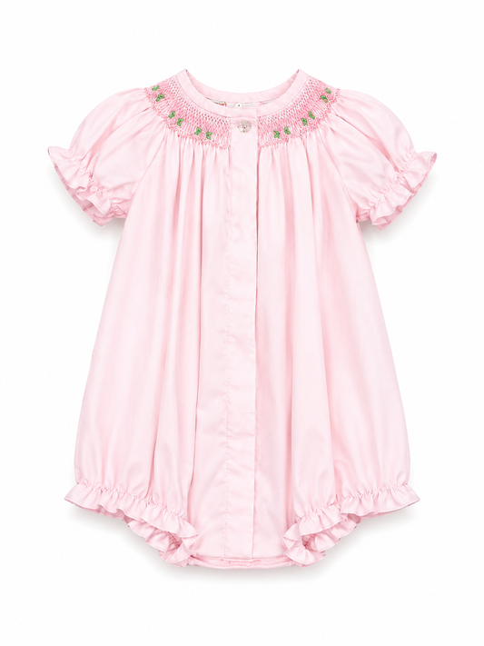 Pink Floral Smocked Baby Bubble 10117BUG