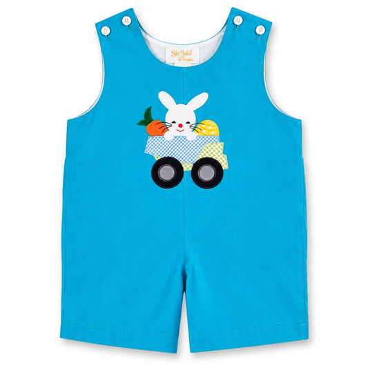 Bunny Truck Applique Turquoise Romper