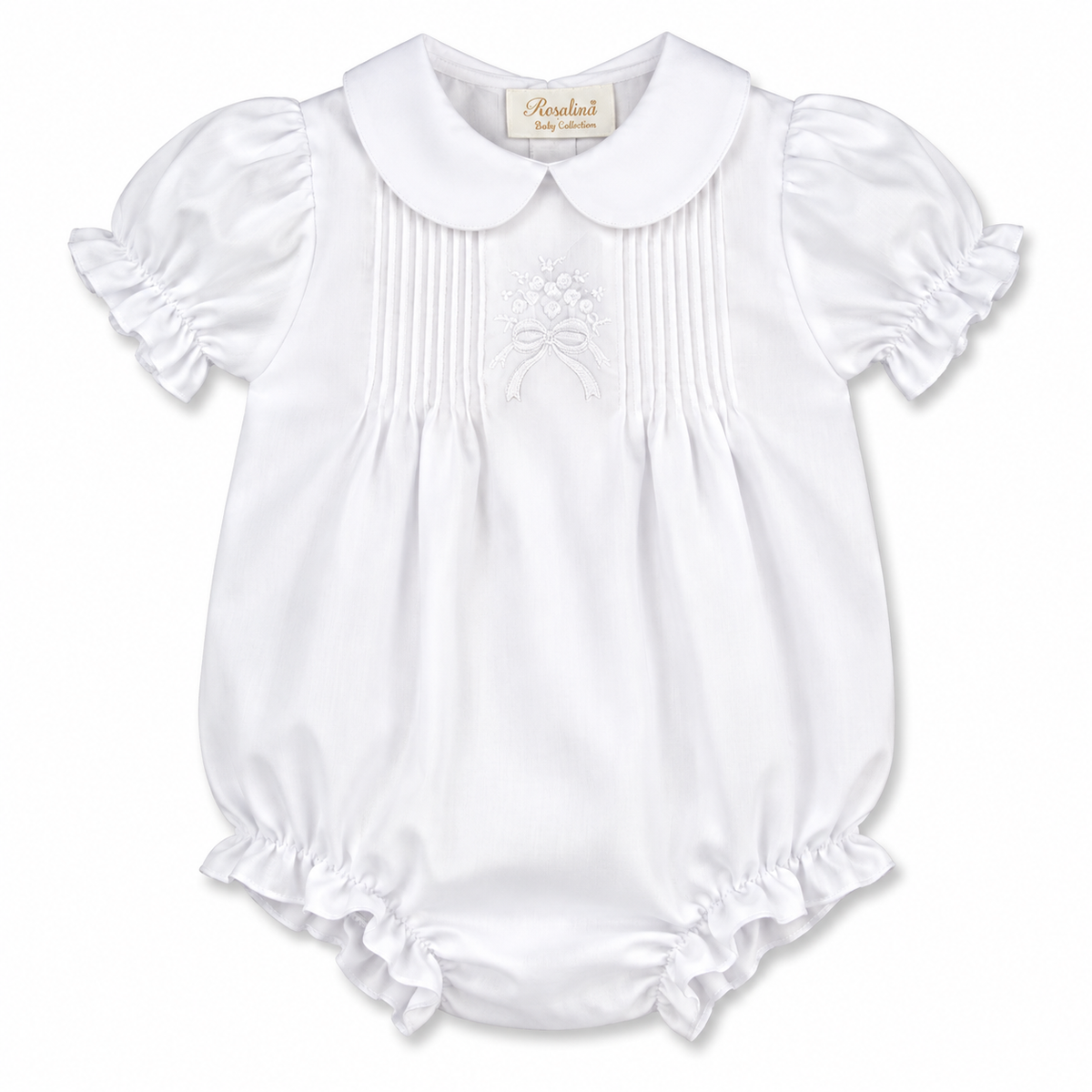 Ribbon Bullion & Pintucks Girl White Bubble